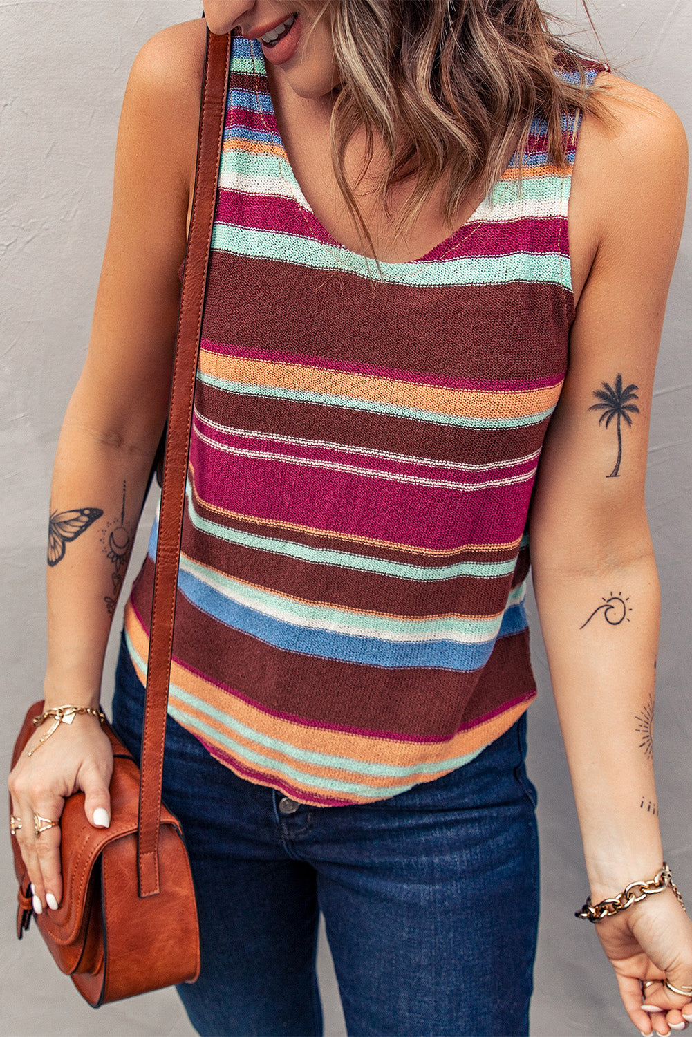 swvws Striped Scoop Neck Tank