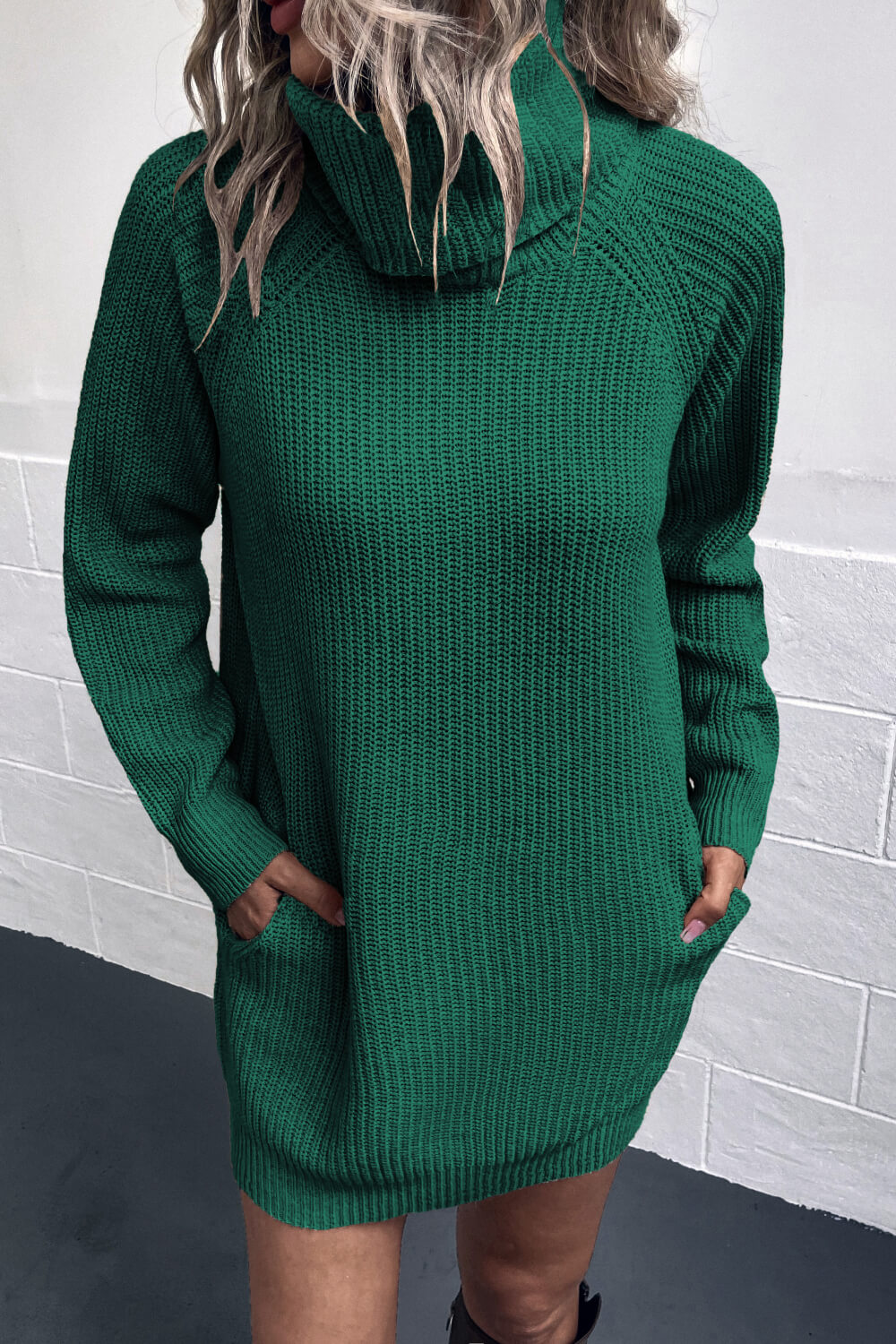 swvws Turtleneck Sweater Dress with Pockets