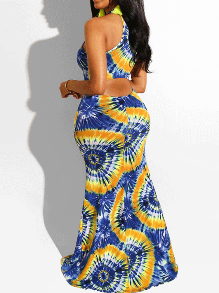 Sixsr Halter Tie Dye Maxi Dress