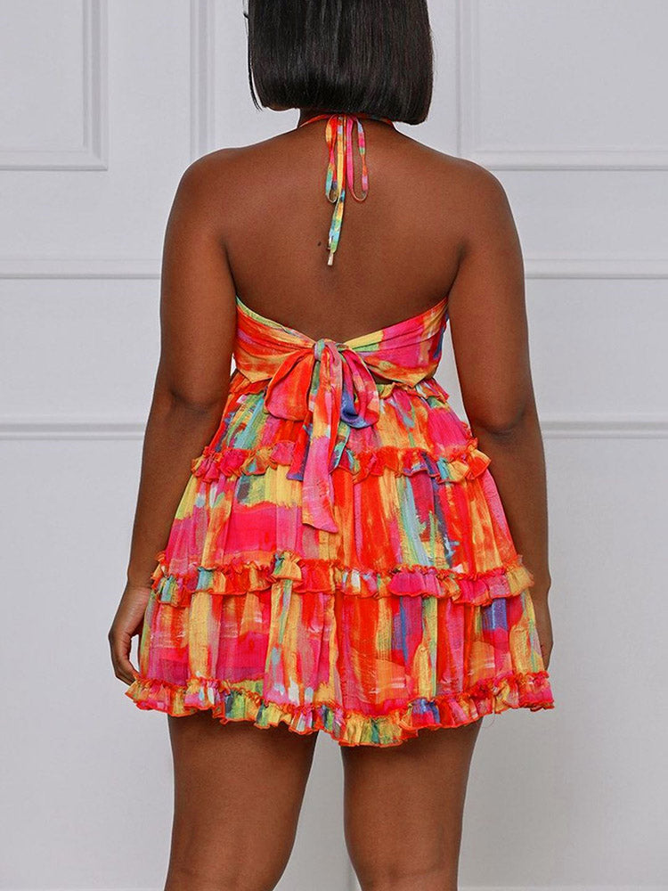 Sixsr Summer Print Cutout Dress