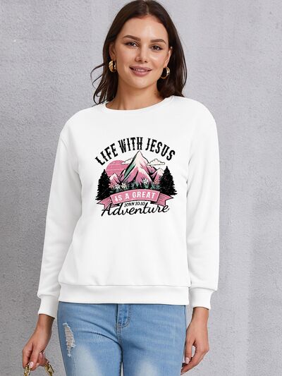 swvws LIFE WITH JESUS IS A GREAT ADVENTURE Round Neck Sweatshirt