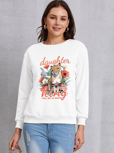 swvws Leopard Graphic Round Neck Sweatshirt