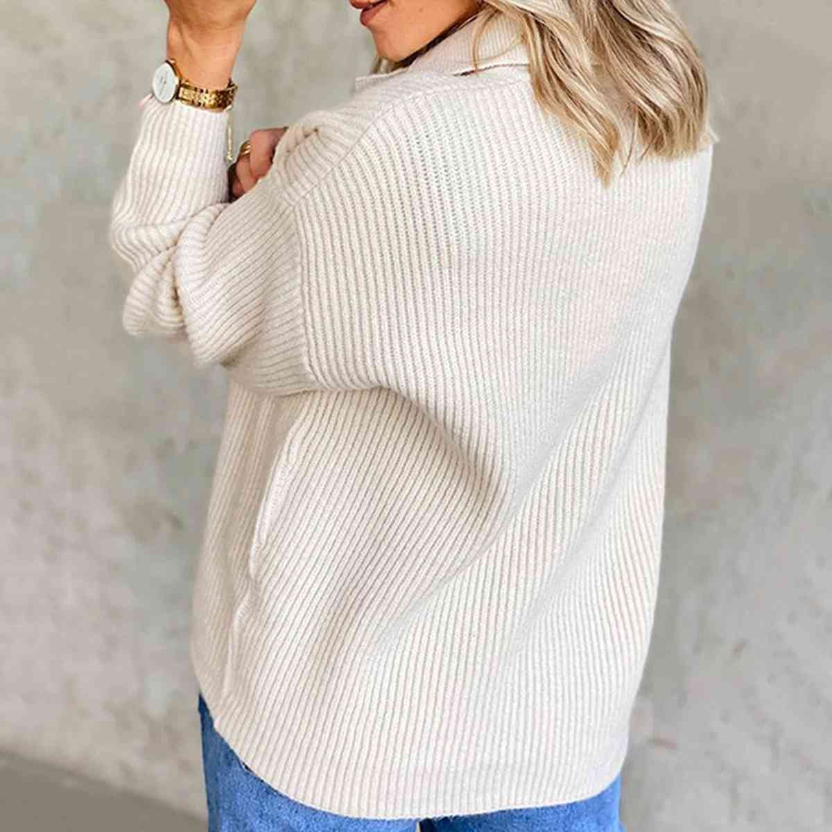 swvws Collared Neck Rib-Knit Top