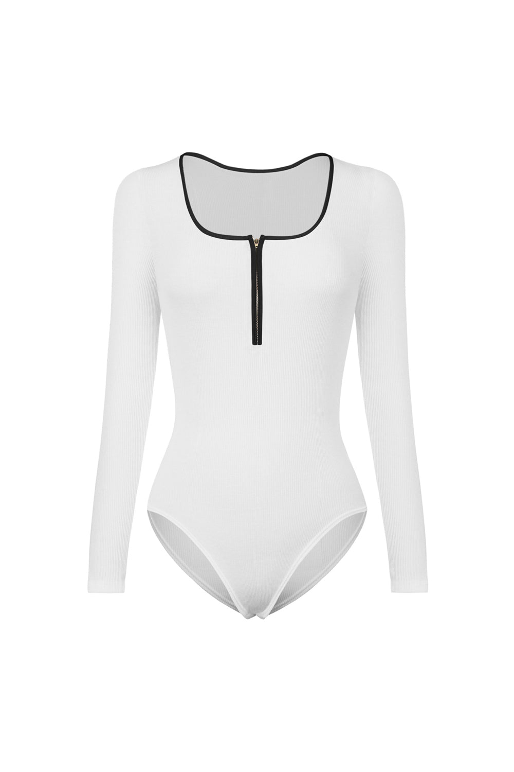 swvws Contrast Trim Ribbed Long Sleeve Bodysuit