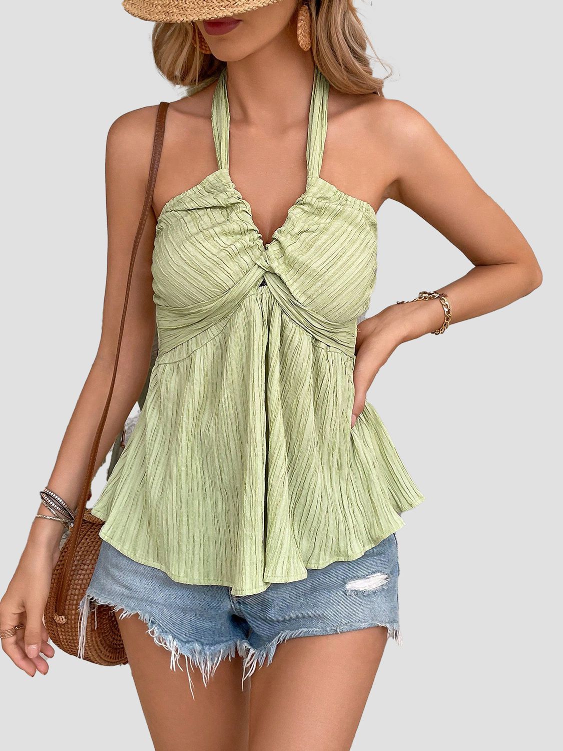 swvws Halter Neck Sleeveless Tank Top