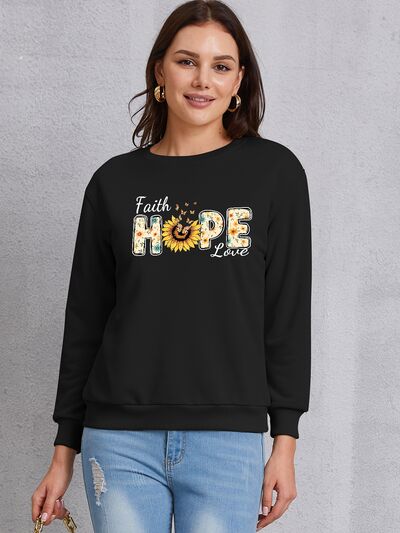 swvws FAITH HOPE LOVE Round Neck Sweatshirt