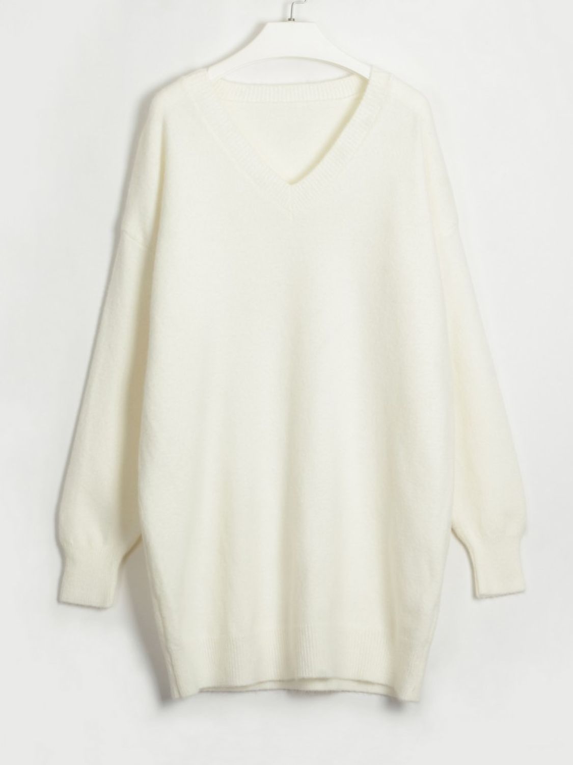 swvws V-Neck Dropped Shoulder Sweater Dress