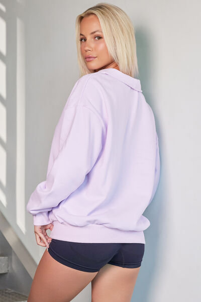 swvws Quarter Zip Dropped Shoulder Sweatshirt