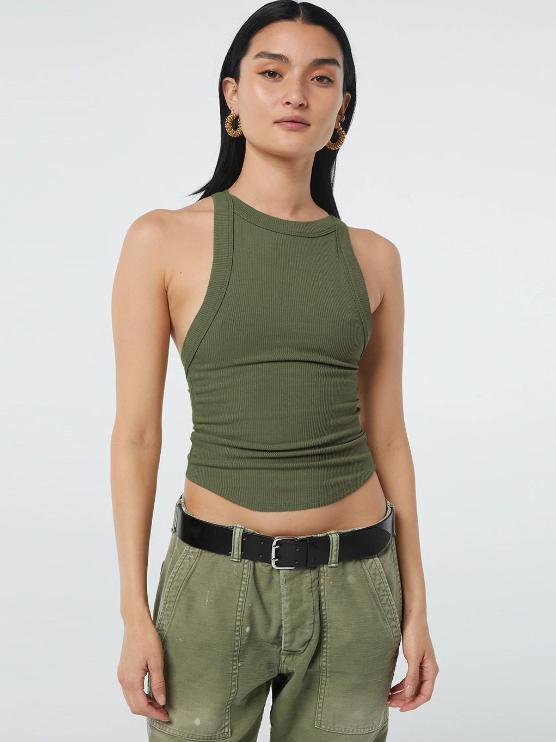 swvws Halter Neck Ribbed Cropped Top