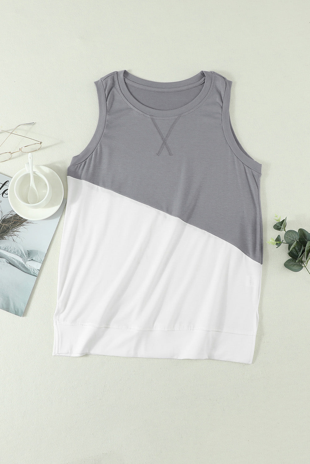 swvws Contrast Round Neck Tank Top