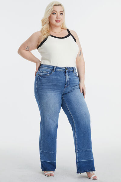 swvws BAYEAS Full Size High Waist Cat's Whisker Wide Leg Jeans