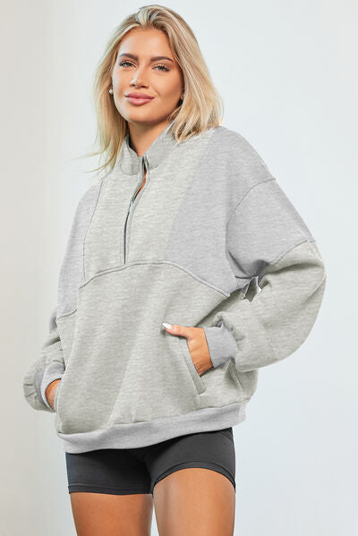 swvws Half Zip Dropped Shoulder Sweatshirt