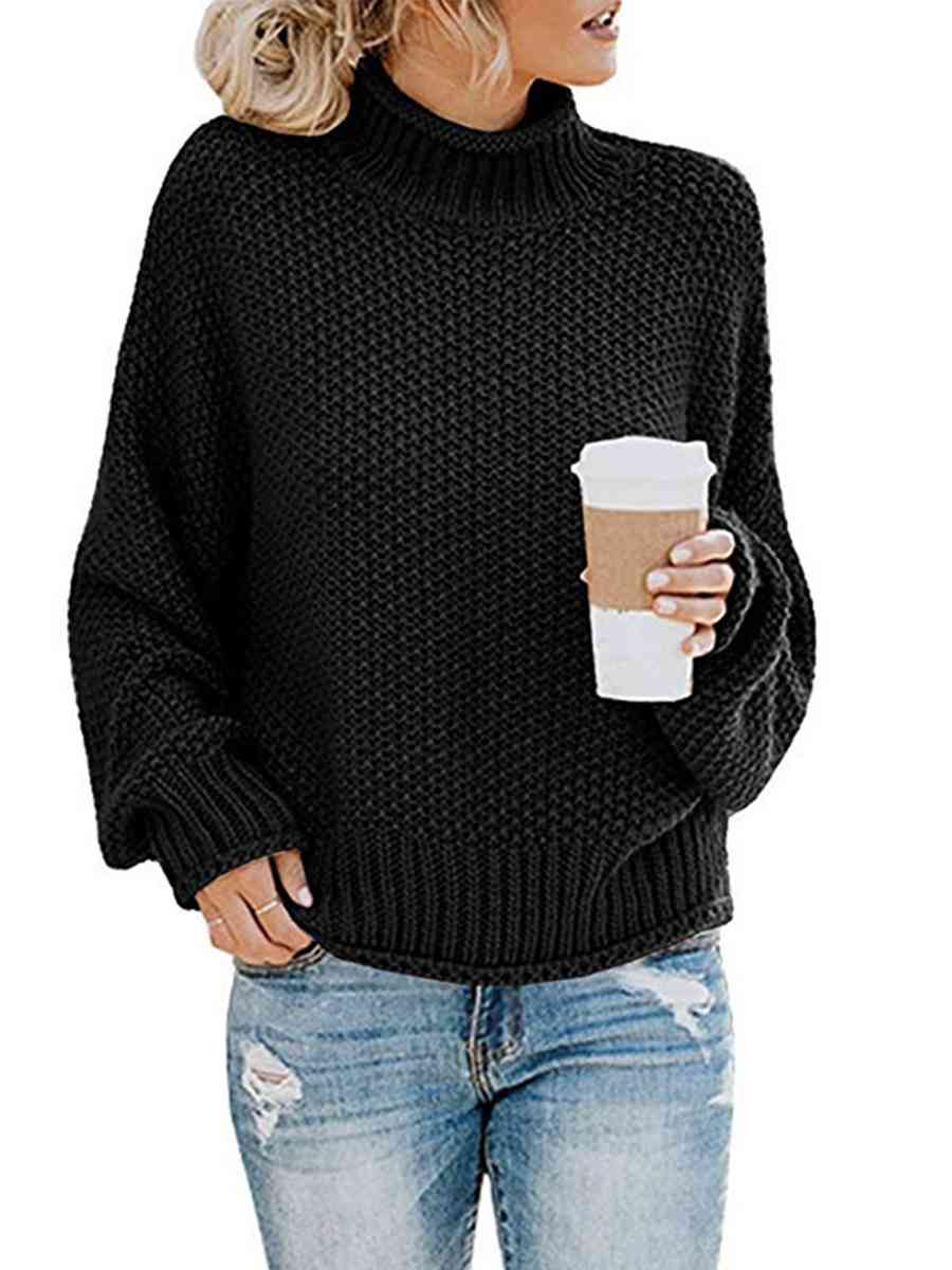 swvws Turtleneck Dropped Shoulder Sweater