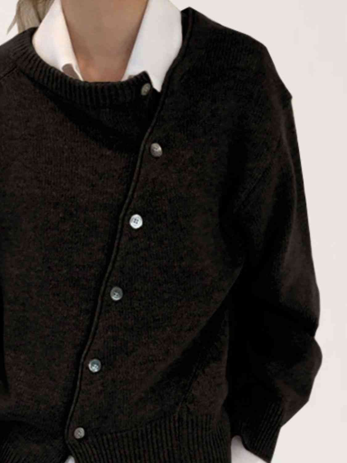 swvws Dropped Shoulder Buttoned Cardigan