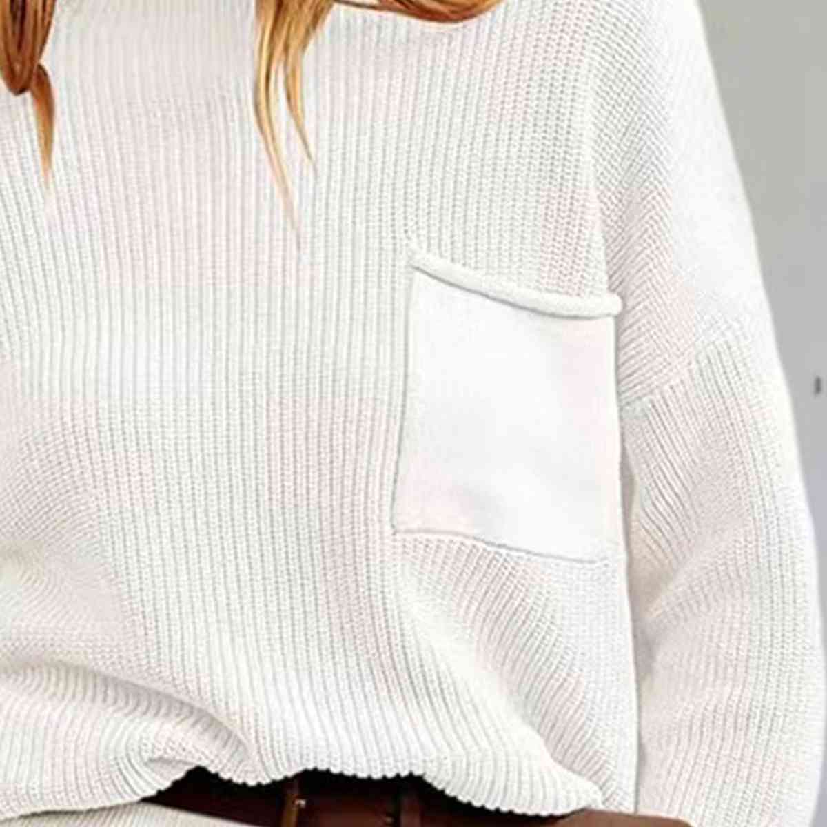 swvws Rib-Knit Dropped Shoulder Sweater