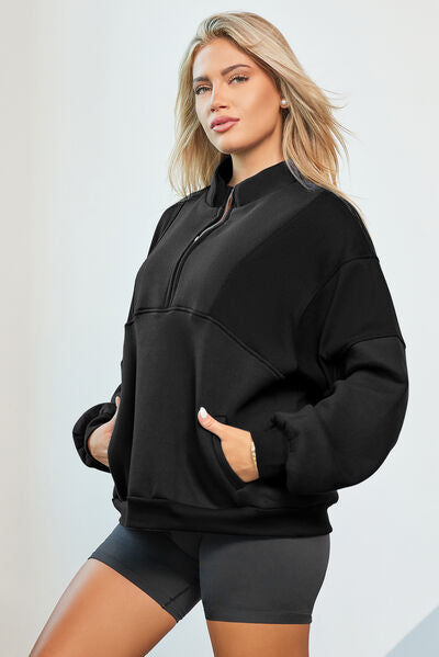 swvws Half Zip Dropped Shoulder Sweatshirt