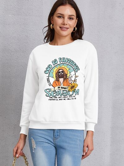 swvws Graphic Round Neck Dropped Shoulder Sweatshirt