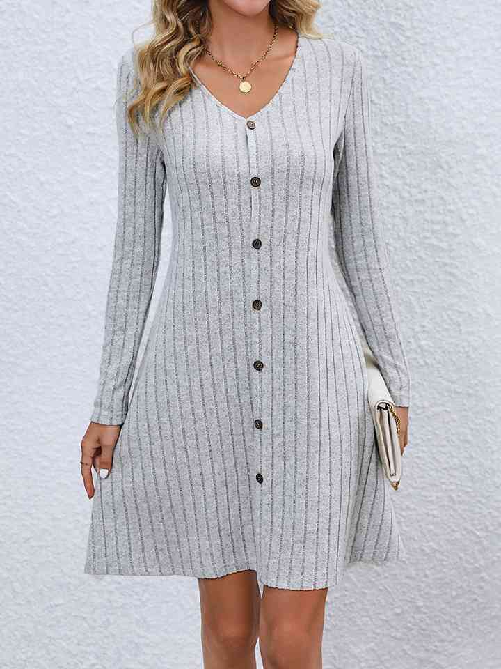 swvws V-Neck Long Sleeve Mini Dress