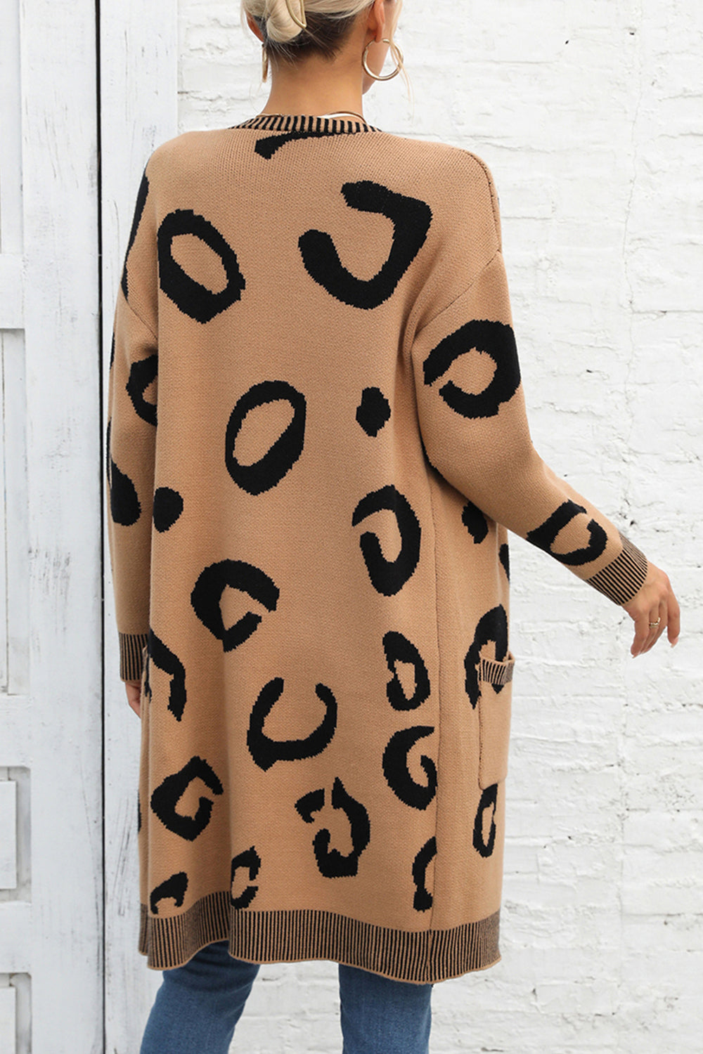 swvws Printed Long Sleeve Cardigan with Pockets