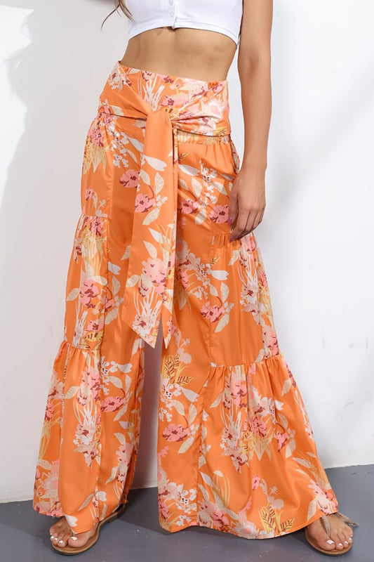 swvws Printed High-Rise Tied Culottes