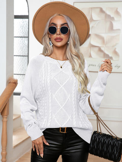 swvws Cable-Knit Long Sleeve Sweater