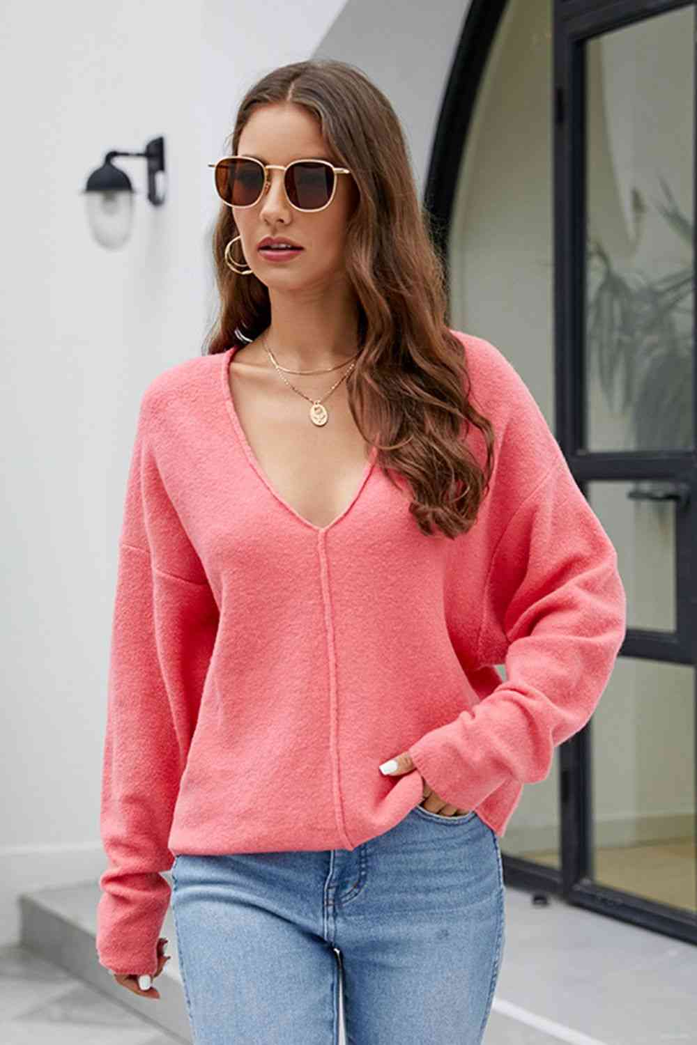 swvws V-Neck Center Seam Sweater