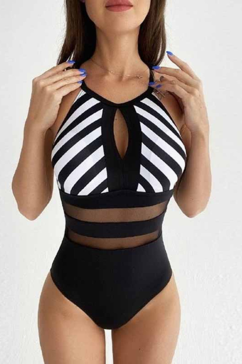 swvws Striped Backless One-Piece Swimsuit