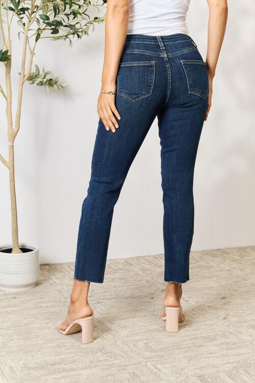 swvws BAYEAS Full Size Raw Hem Straight Jeans