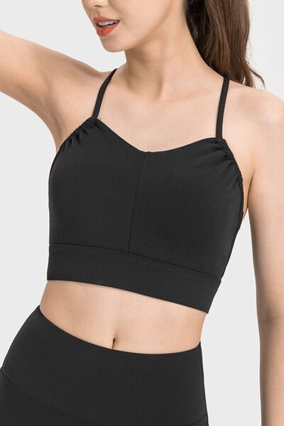 swvws Spaghetti Strap Crisscross Back Active Bra