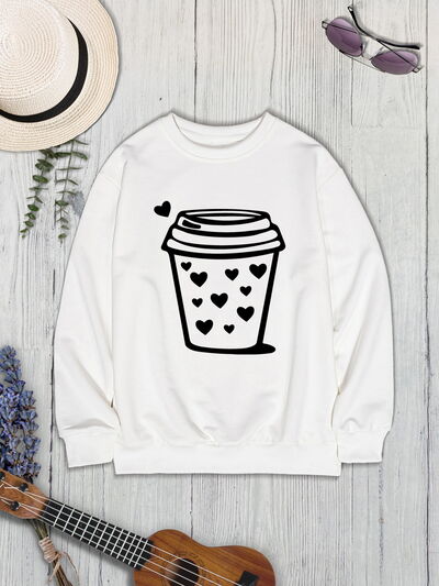 swvws Coffee Graphic Round Neck Sweatshirt