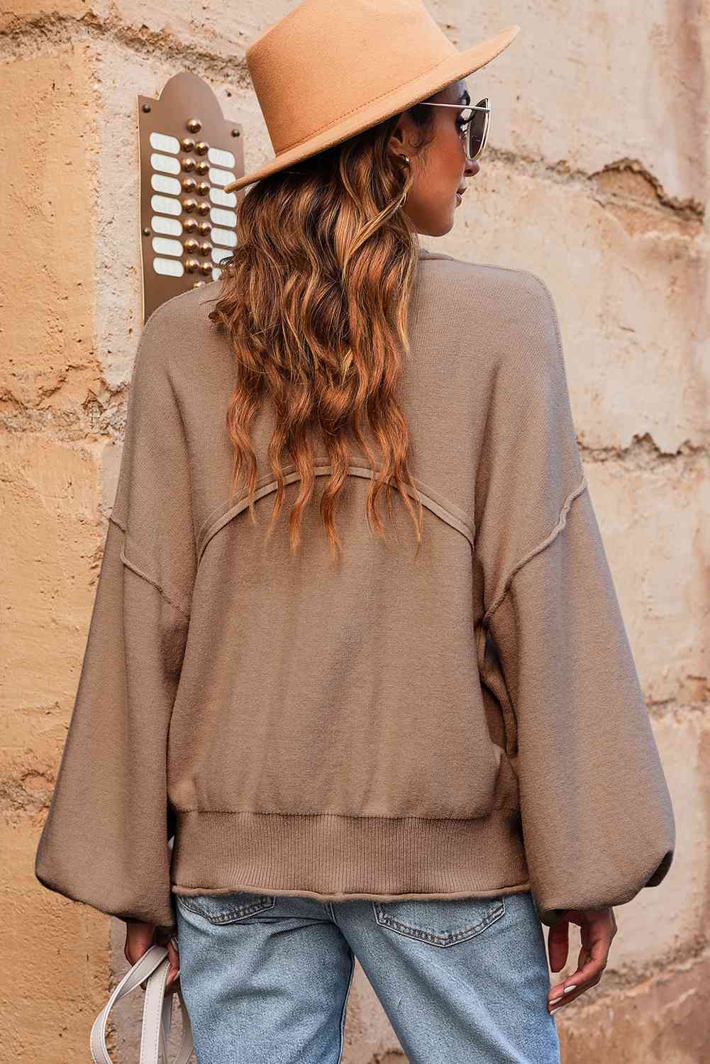 swvws Round Neck Dropped Shoulder Sweater