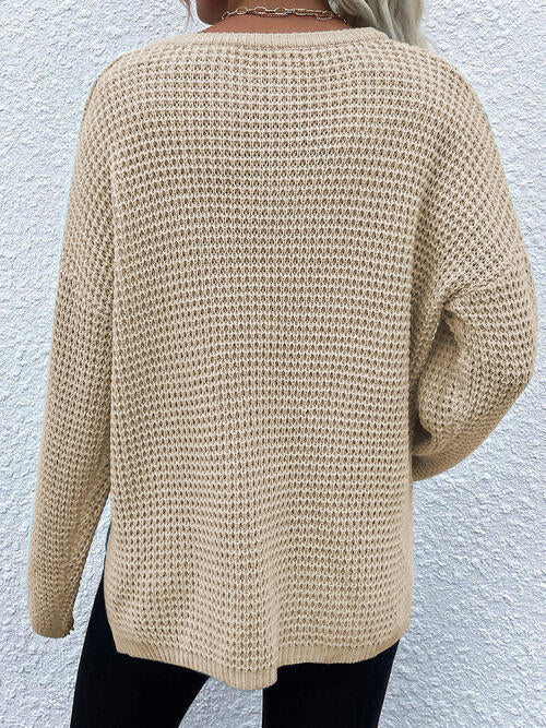 swvws Notched Long Sleeve Sweater