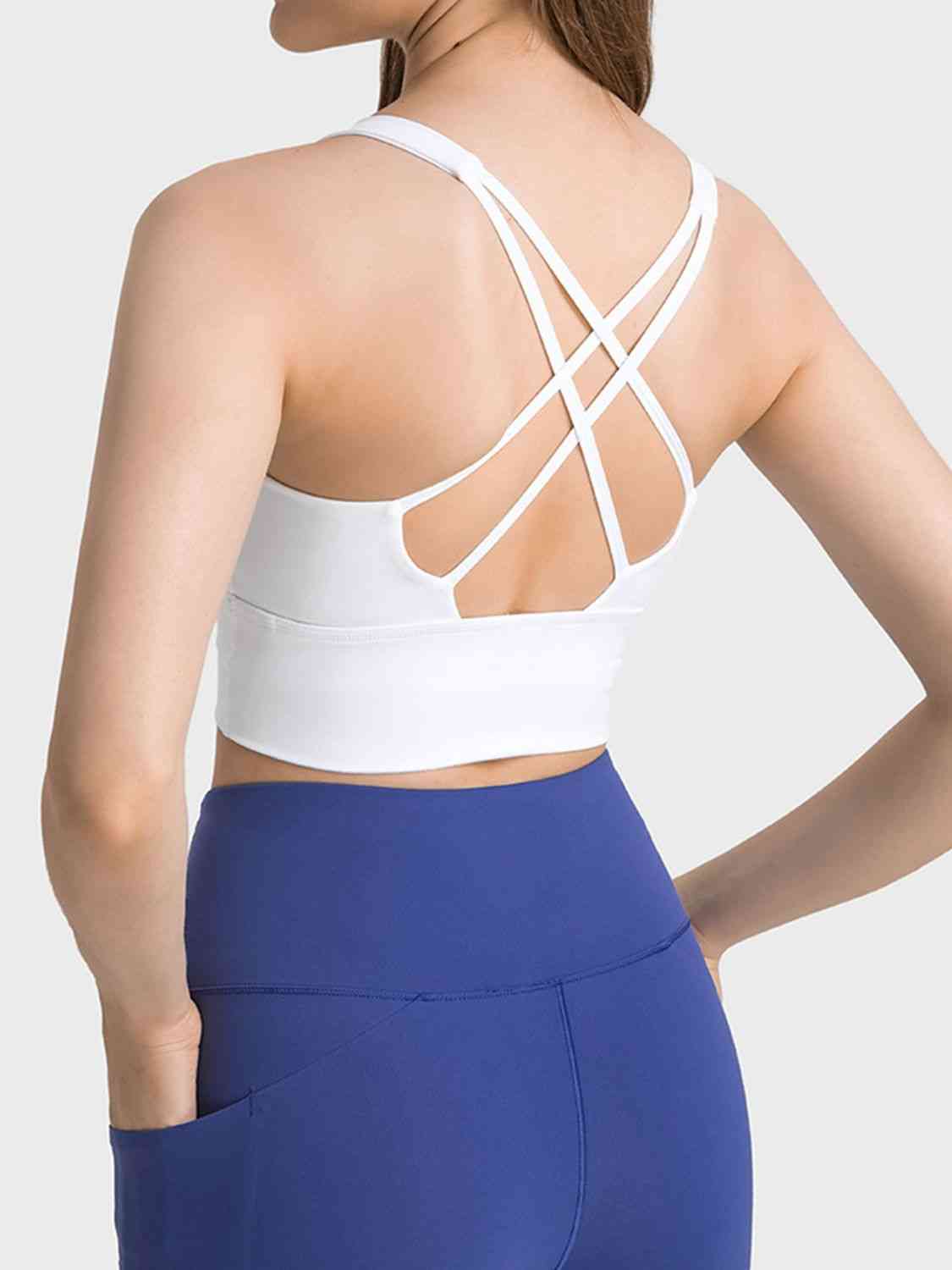 swvws Scoop Neck Crisscross Straps Sports Bra