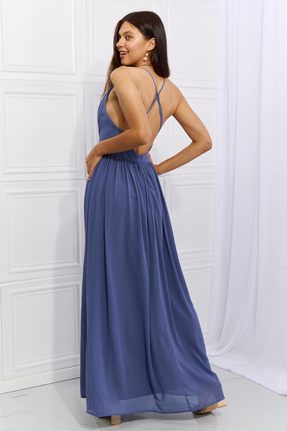 swvws OneTheLand Captivating Muse Open Crossback Maxi Dress