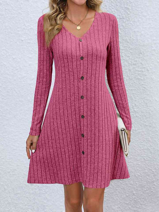 swvws V-Neck Long Sleeve Mini Dress