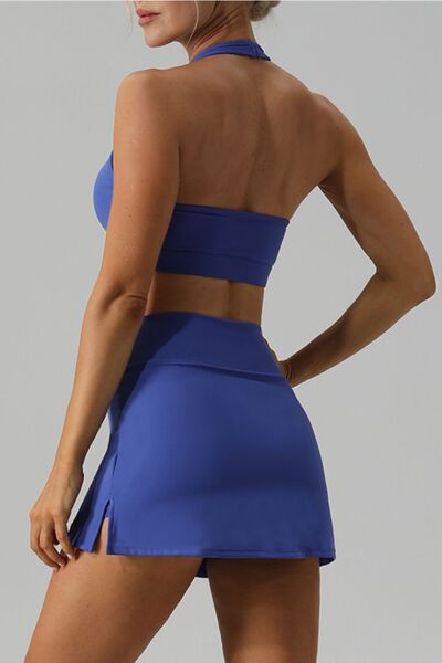 swvws Halter Neck Tank and Slit Skirt Active Set