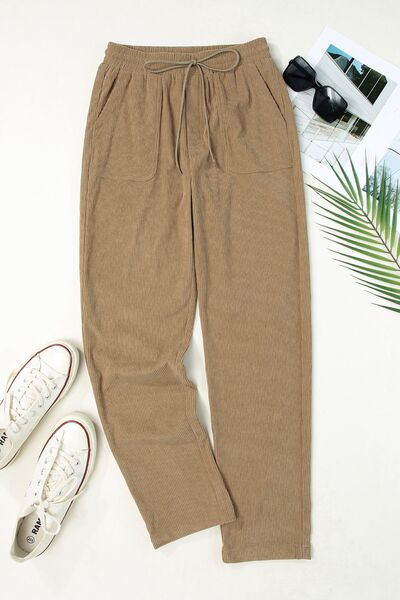 swvws Drawstring Straight Pants with Pockets