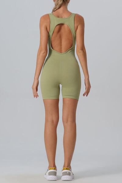 swvws Cutout Scoop Neck Active Romper