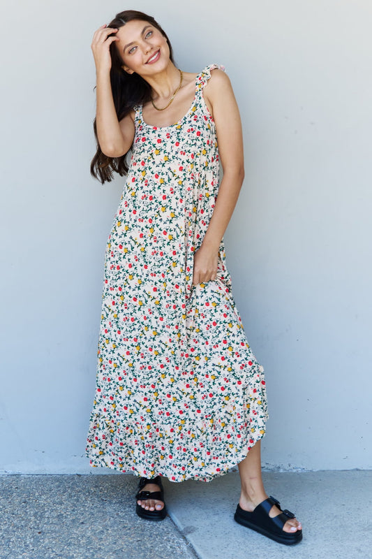 swvws Doublju In The Garden Ruffle Floral Maxi Dress in Natural Rose