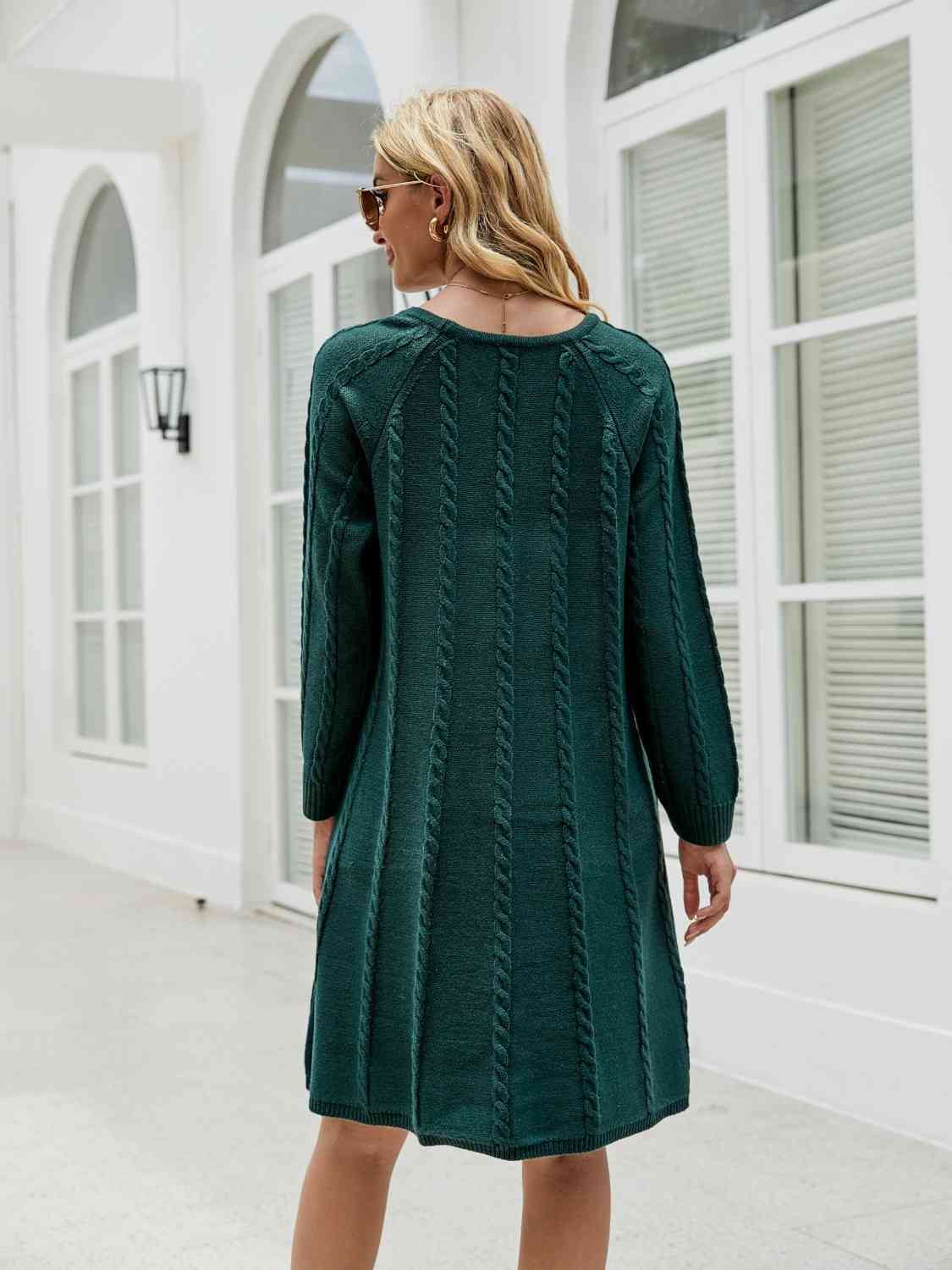 swvws Cable-Knit Long Sleeve Sweater Dress