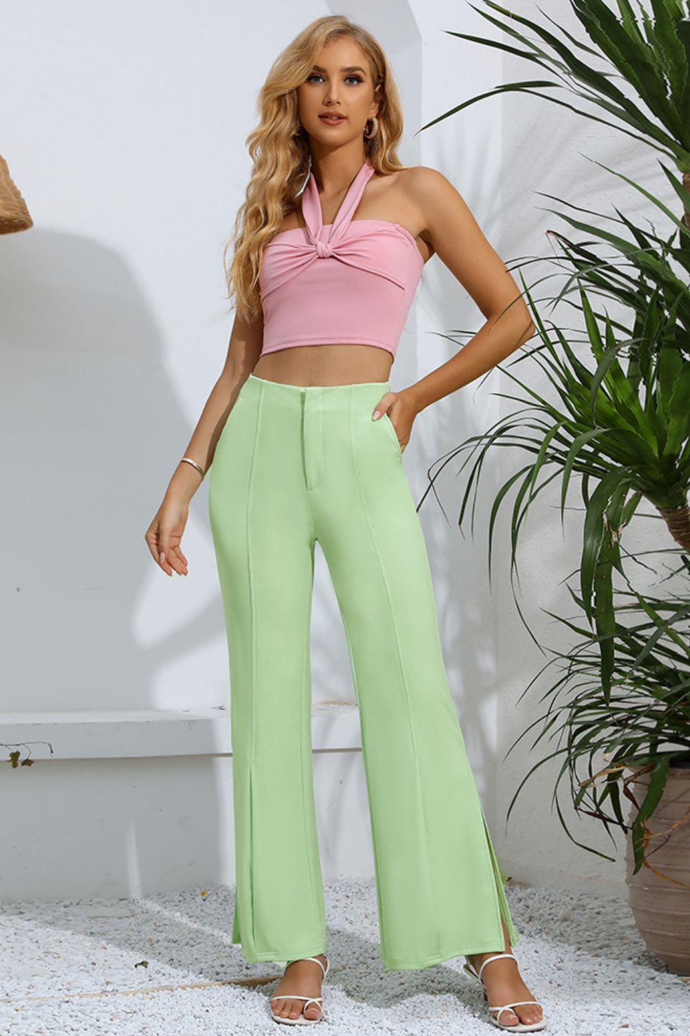 swvws Slit High-Rise Flare Pants