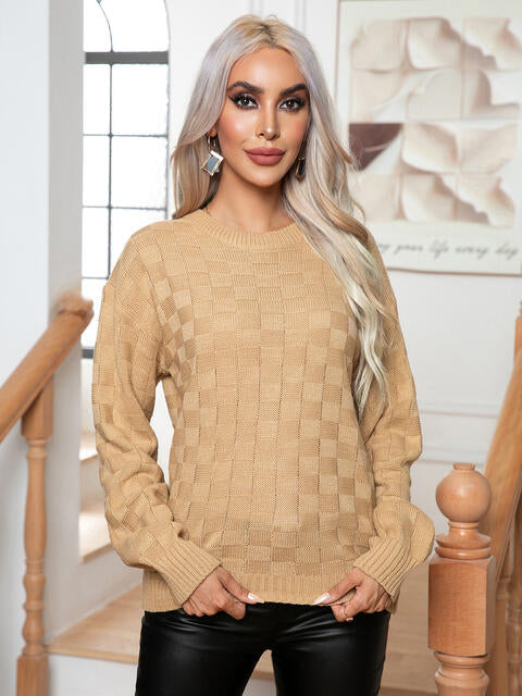 swvws Round Neck Drop Shoulder Sweater