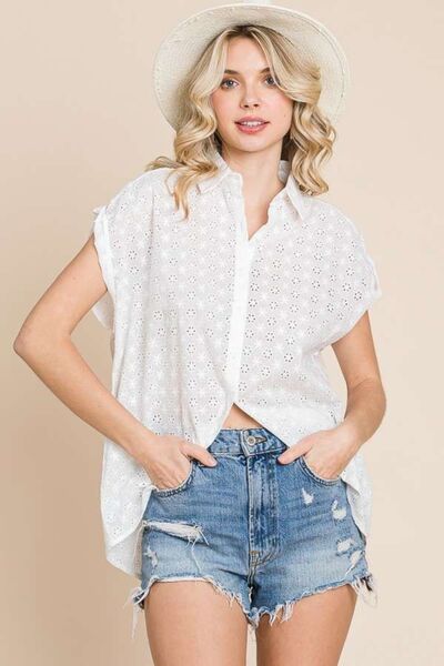 swvws Culture Code Eyelet Crisscross Back Button Up Shirt