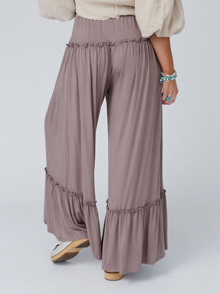 swvws Wide Leg Ruffle Trim Pants