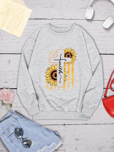 swvws Sunflower Round Neck Dropped Shoulder Sweatshirt