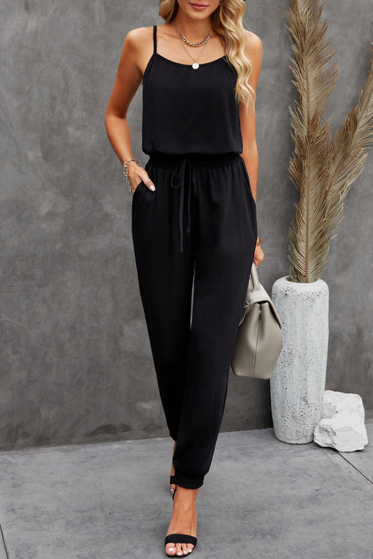 swvws Spaghetti Strap Jumpsuit with Pockets