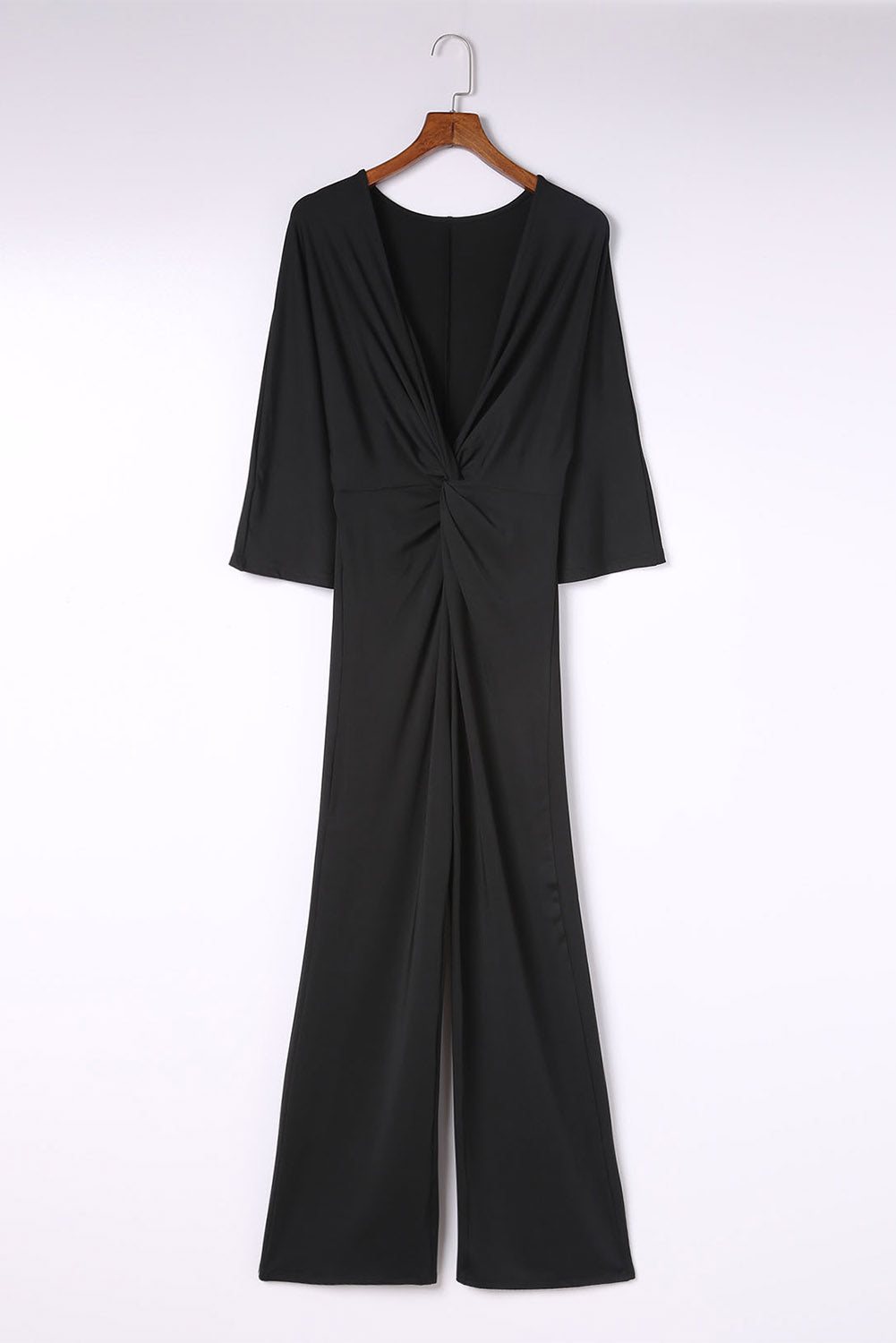 swvws Twisted Plunge Three-Quarter Sleeve Jumpsuit