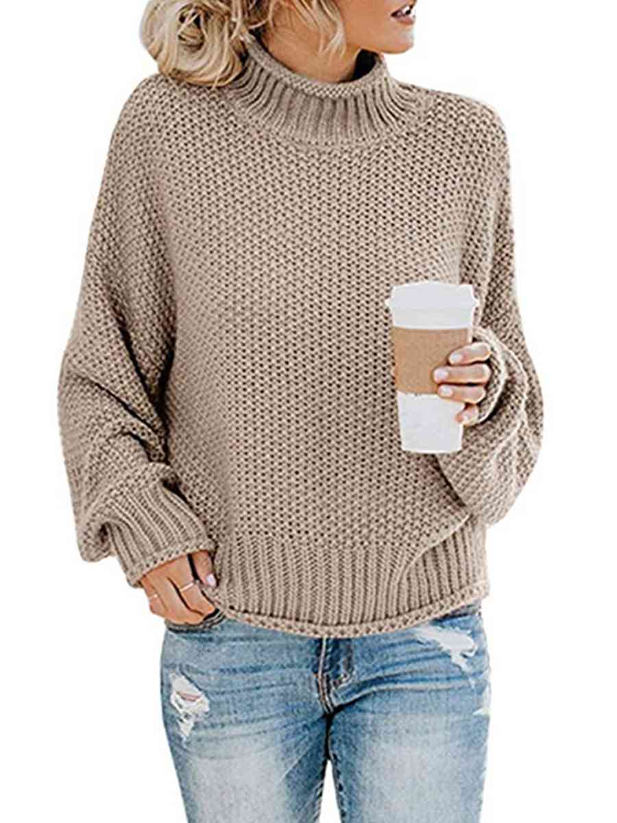 swvws Turtleneck Dropped Shoulder Sweater