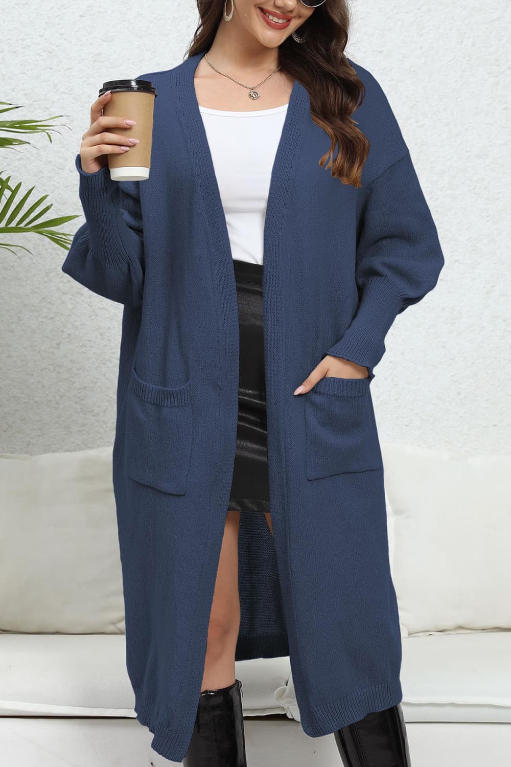 swvws Open Front Dropped Shoulder Cardigan