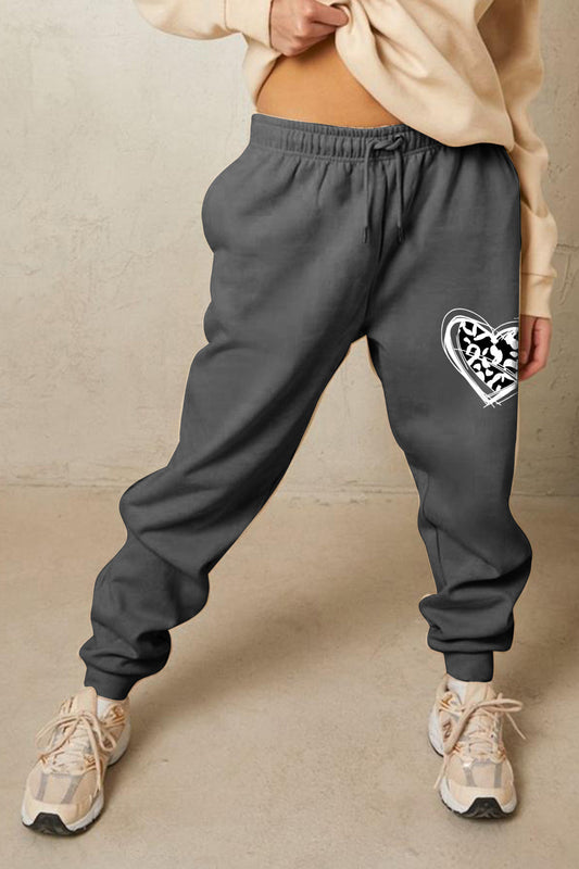 swvws Simply Love Simply Love Full Size Drawstring Heart Graphic Long Sweatpants